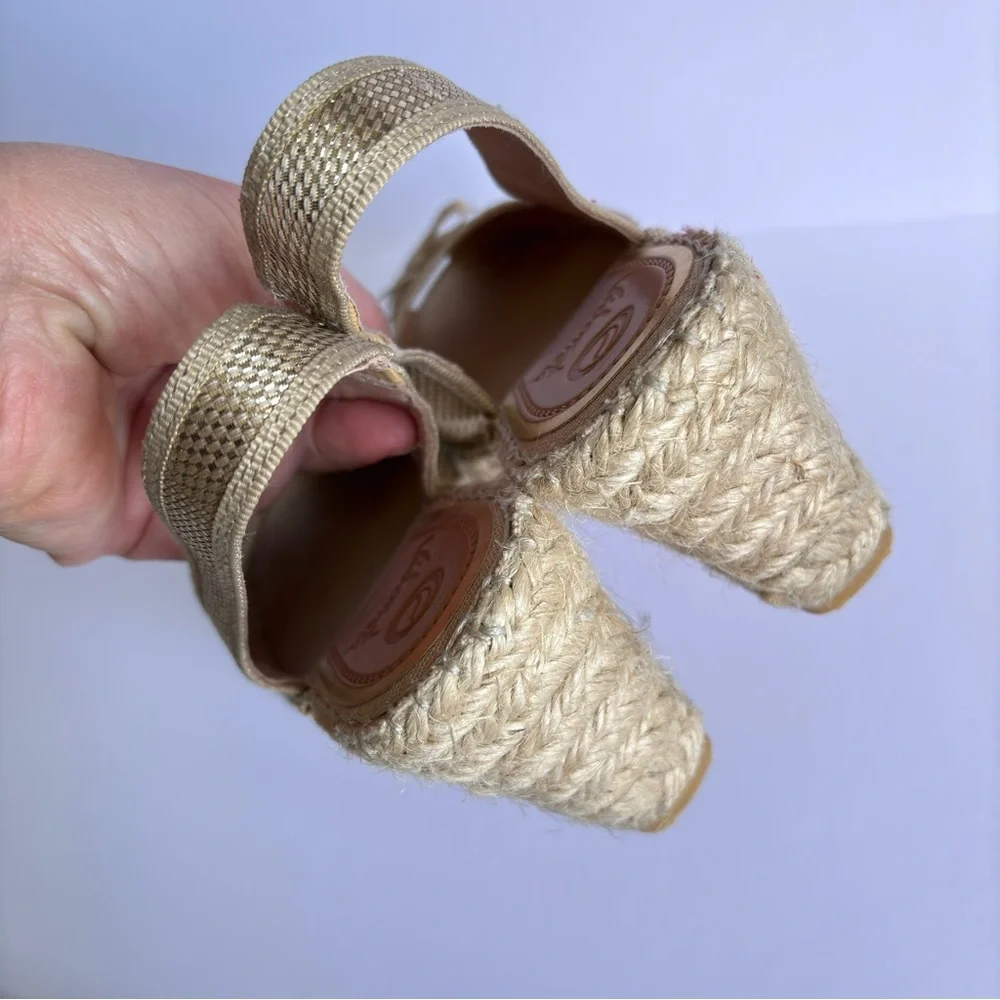 Vidorreta Sling Back Espadrille Wedges Peep Toe Size US 6 EU 36